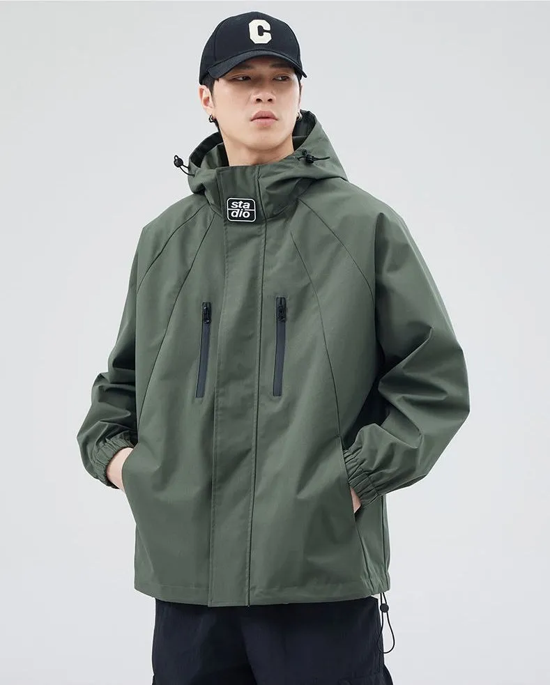 Stylish Hooded Raincoat with Elastic Hem for Men