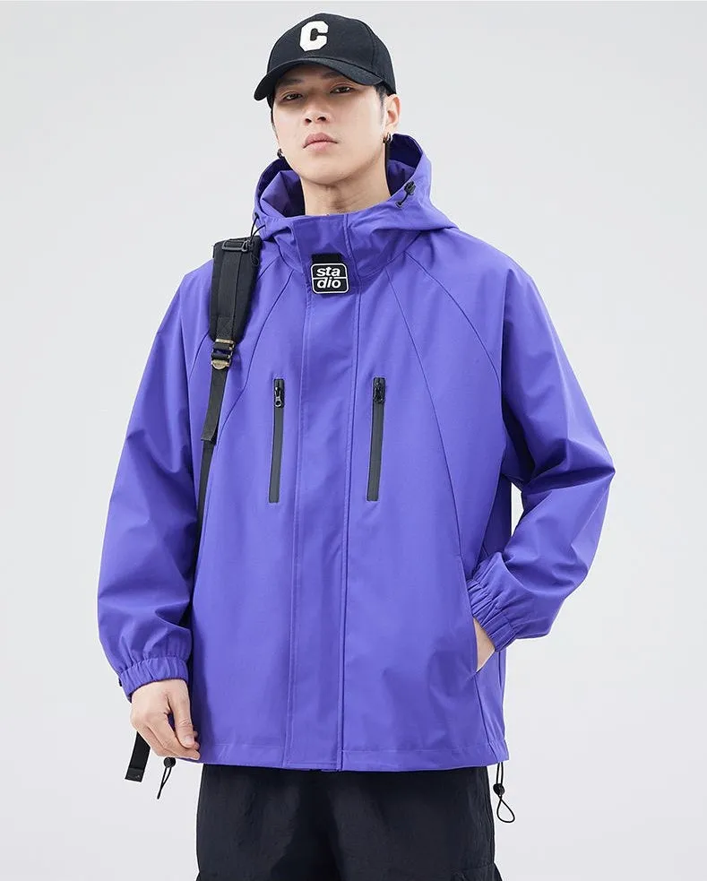 Stylish Hooded Raincoat with Elastic Hem for Men