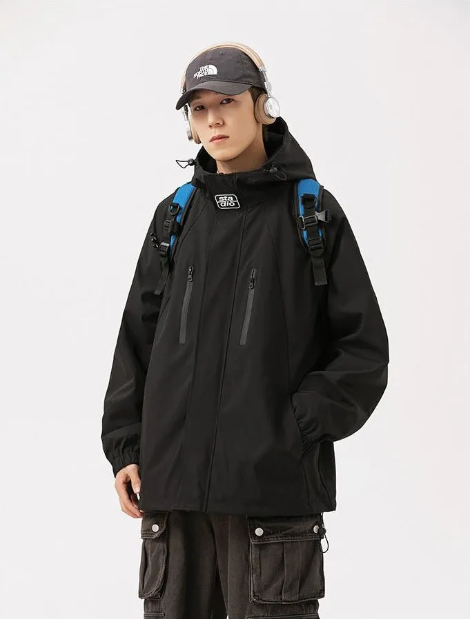 Stylish Hooded Raincoat with Elastic Hem for Men