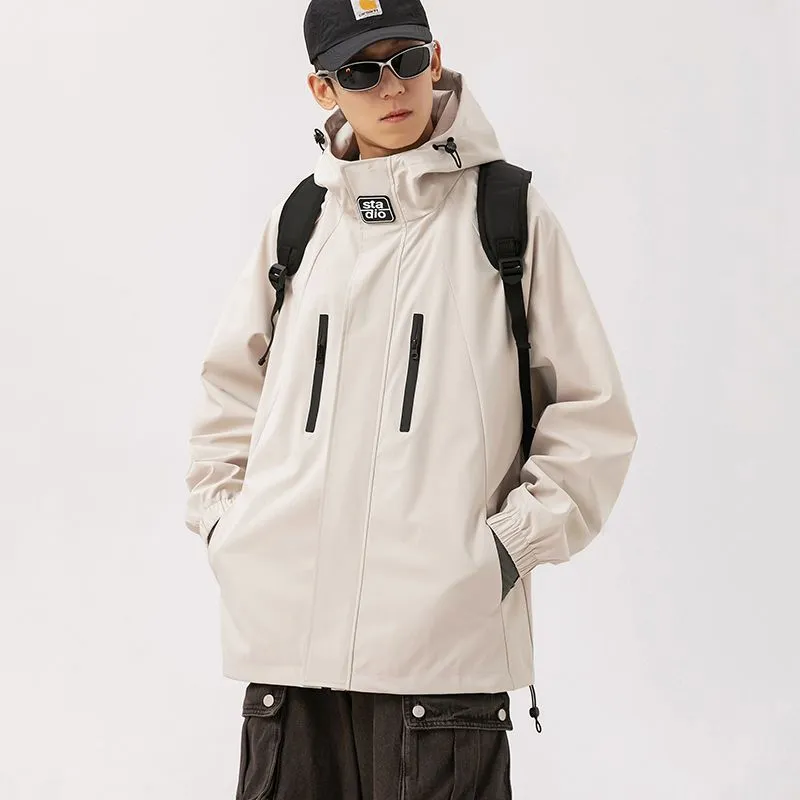 Stylish Hooded Raincoat with Elastic Hem for Men