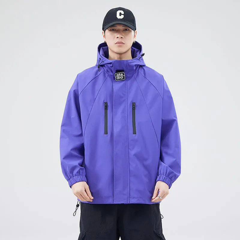 Stylish Hooded Raincoat with Elastic Hem for Men