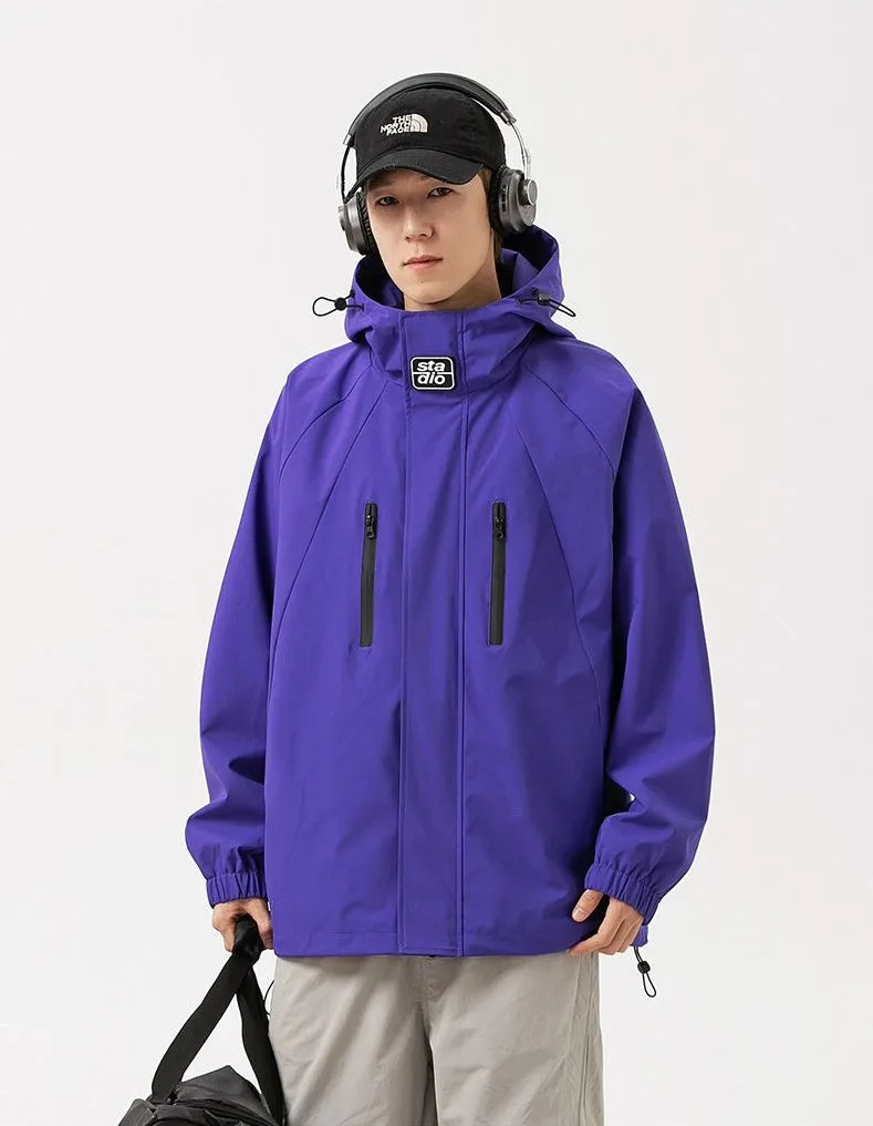 Stylish Hooded Raincoat with Elastic Hem for Men