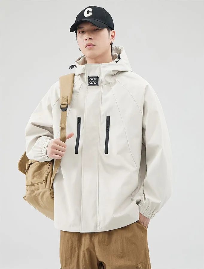 Stylish Hooded Raincoat with Elastic Hem for Men