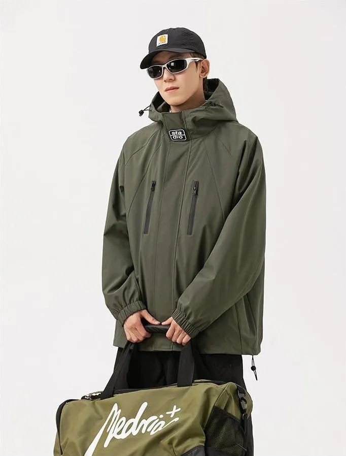 Stylish Hooded Raincoat with Elastic Hem for Men