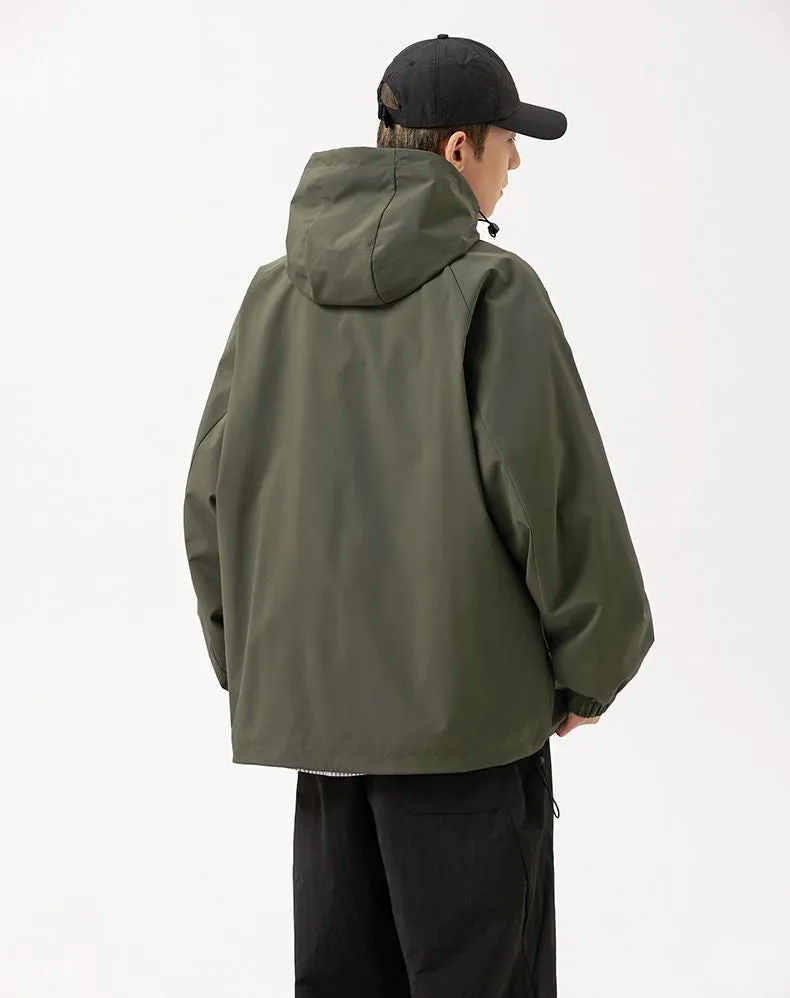 Stylish Hooded Raincoat with Elastic Hem for Men
