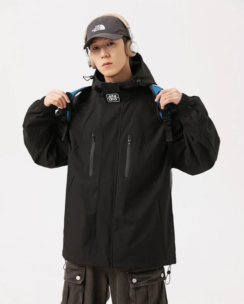 Stylish Hooded Raincoat with Elastic Hem for Men