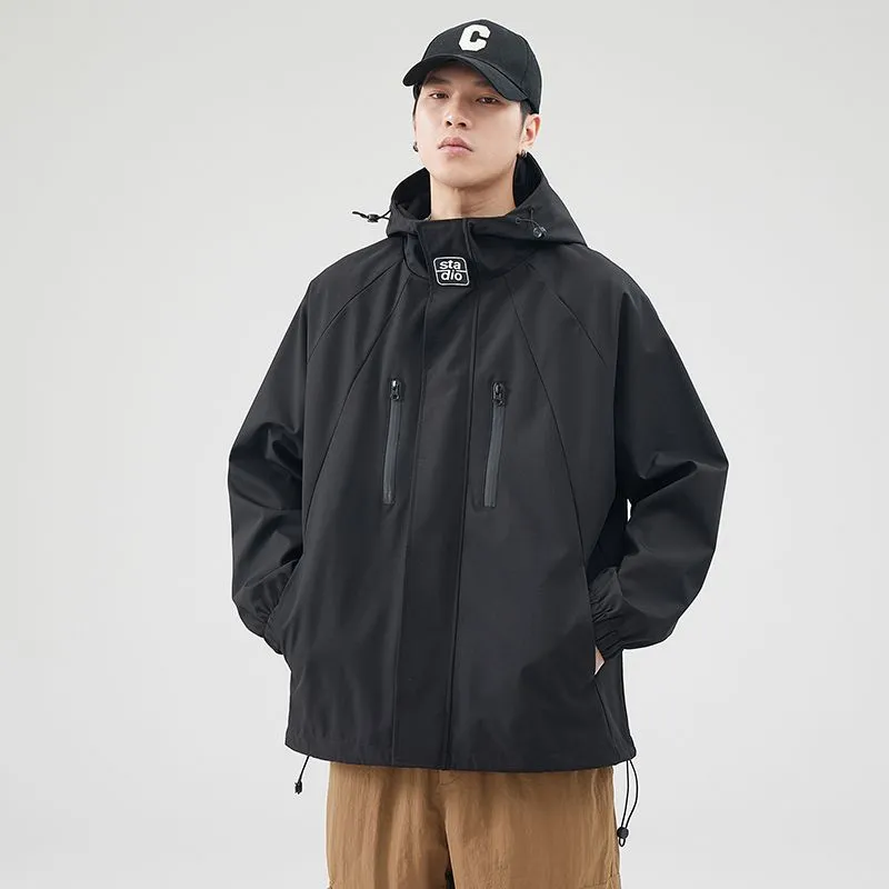 Stylish Hooded Raincoat with Elastic Hem for Men