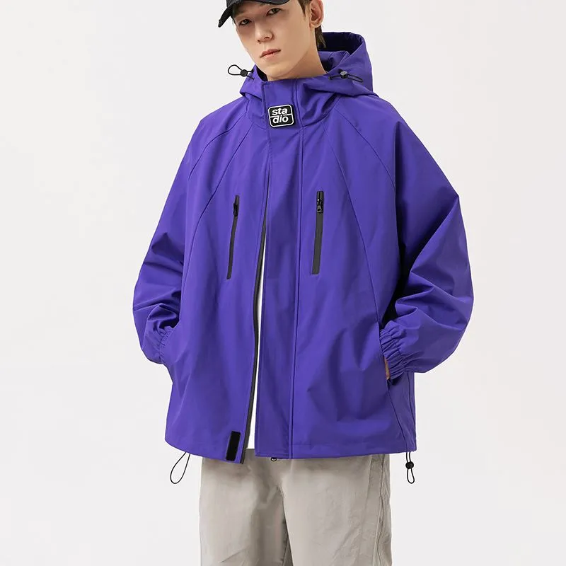 Stylish Hooded Raincoat with Elastic Hem for Men
