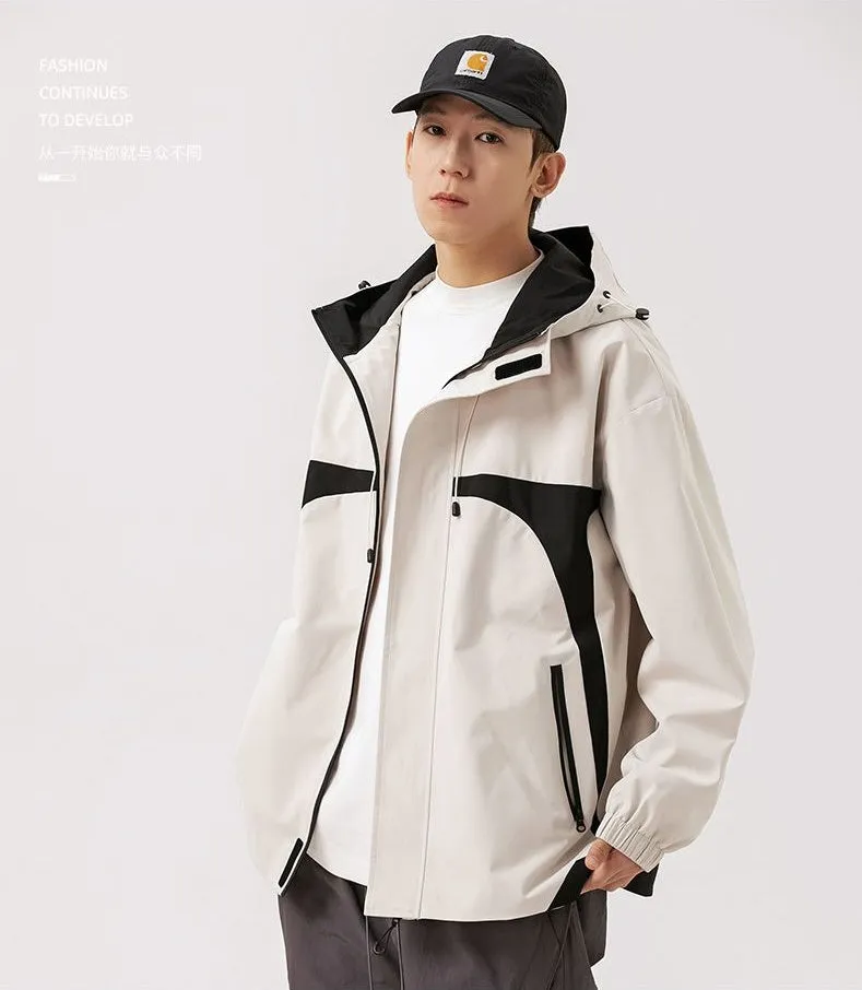 Stylish Stain-resistant Hooded Rain Coat for Casual Outings