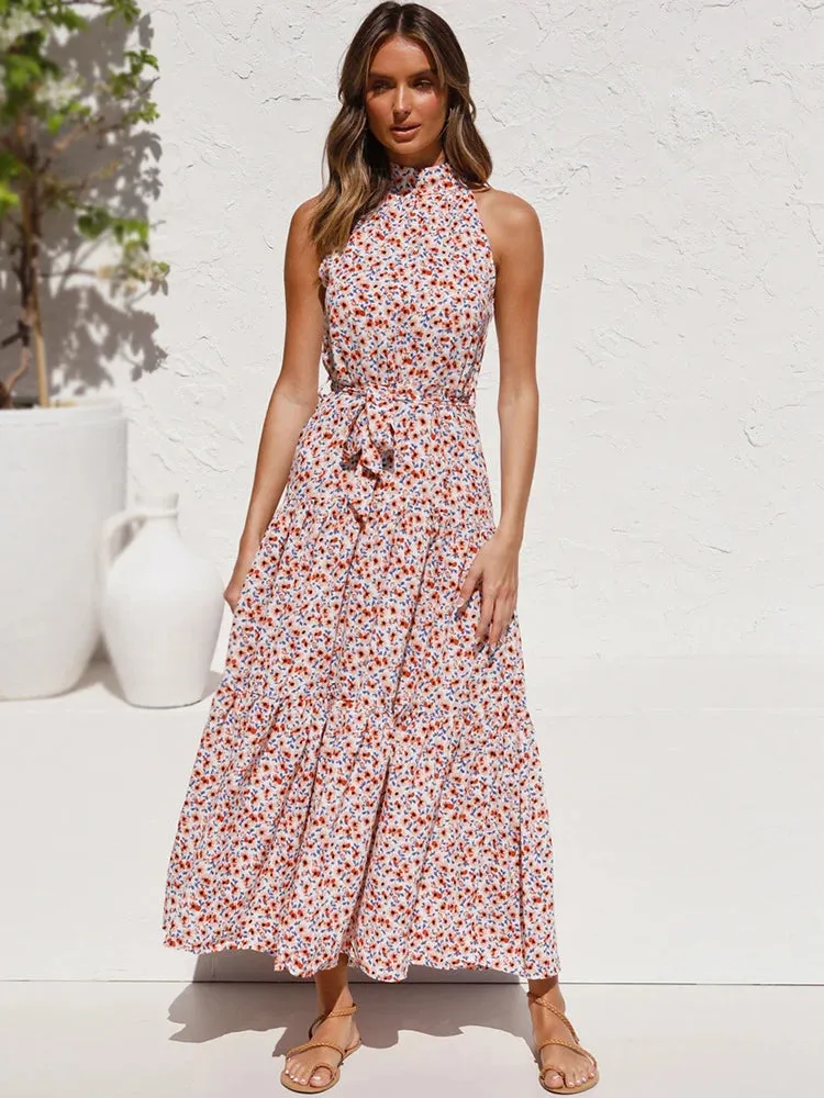 Summer Long Dress Polka Dot Casual Dresses Black Sexy Halter Strapless Sundress