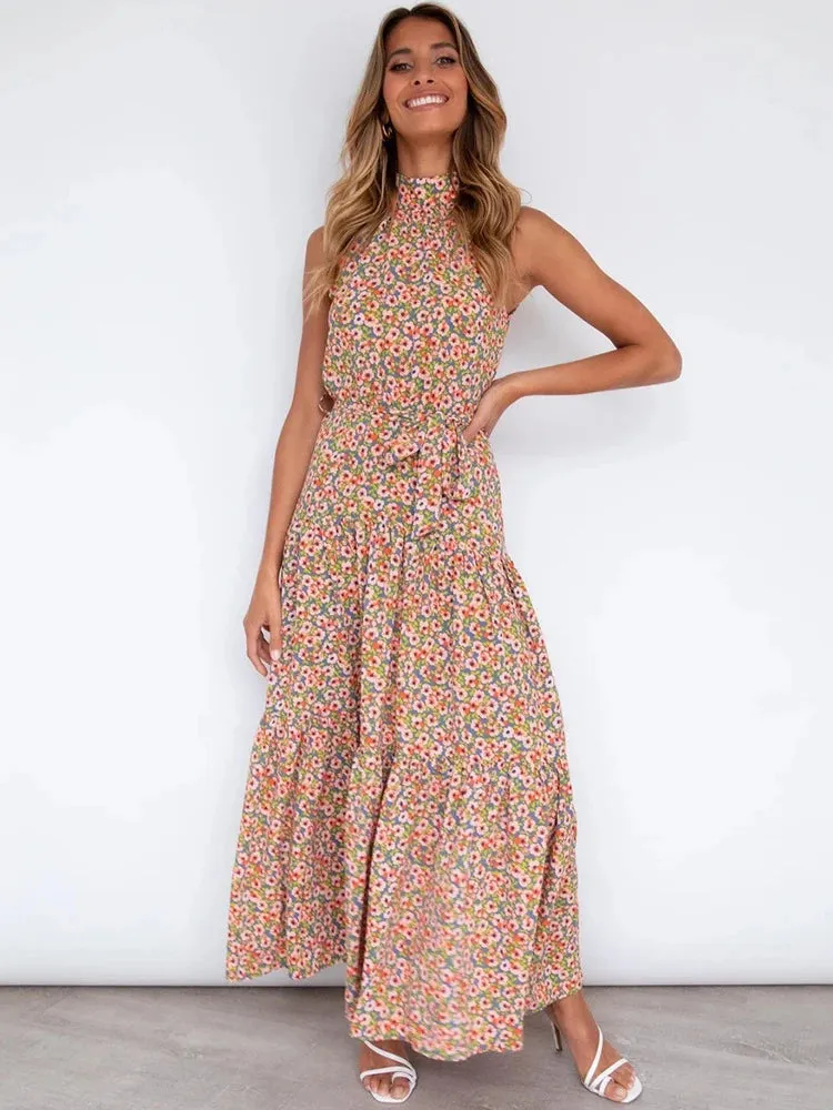 Summer Long Dress Polka Dot Casual Dresses Black Sexy Halter Strapless Sundress