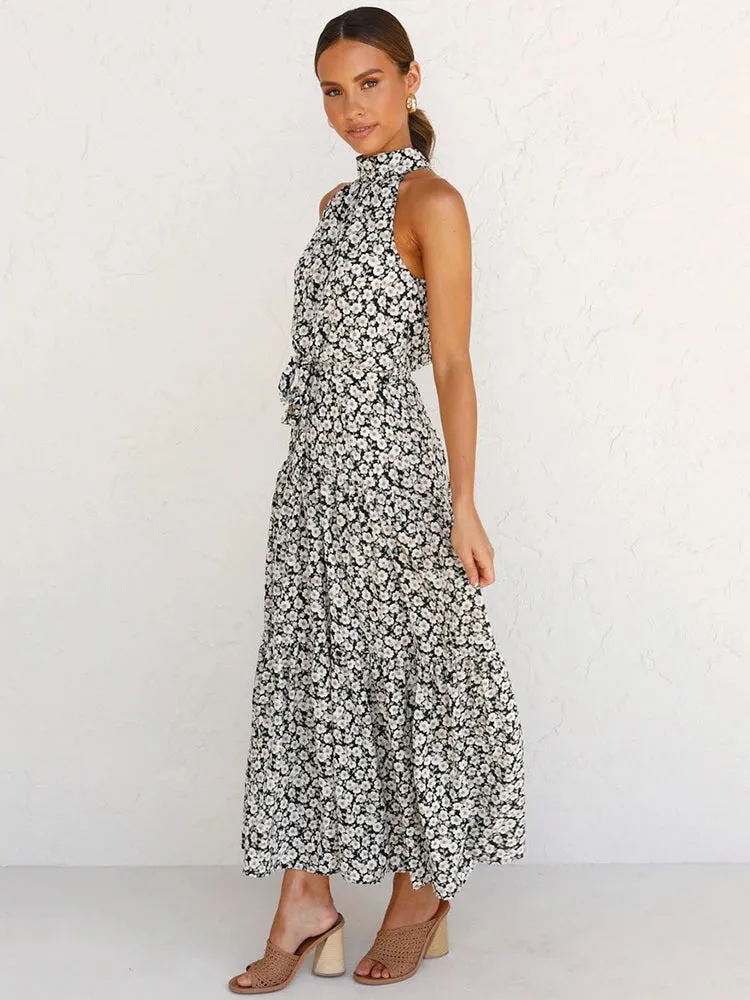 Summer Long Dress Polka Dot Casual Dresses Black Sexy Halter Strapless Sundress