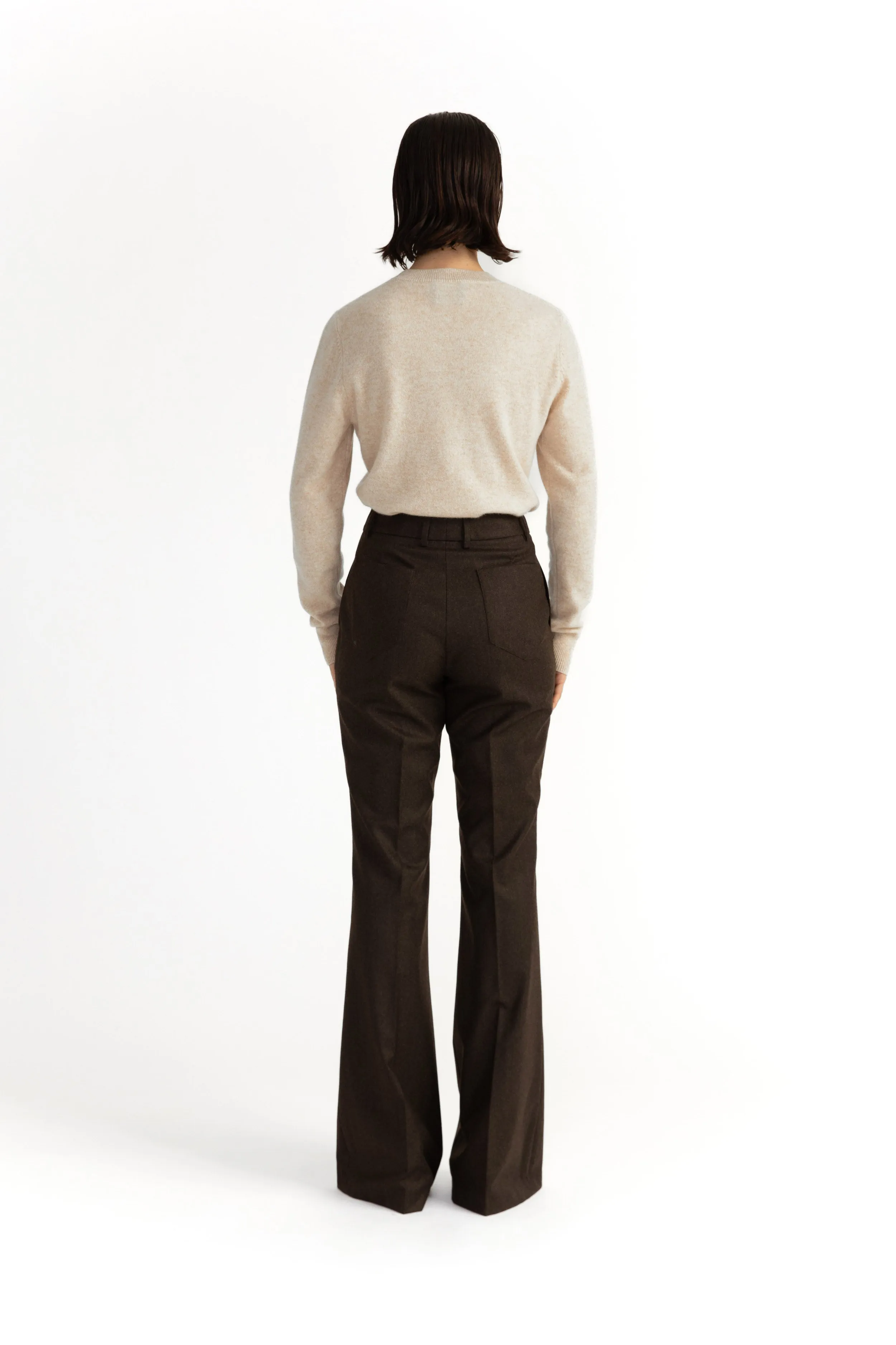 Sursee Trousers - Bell-bottom flared trousers in charcoal brown