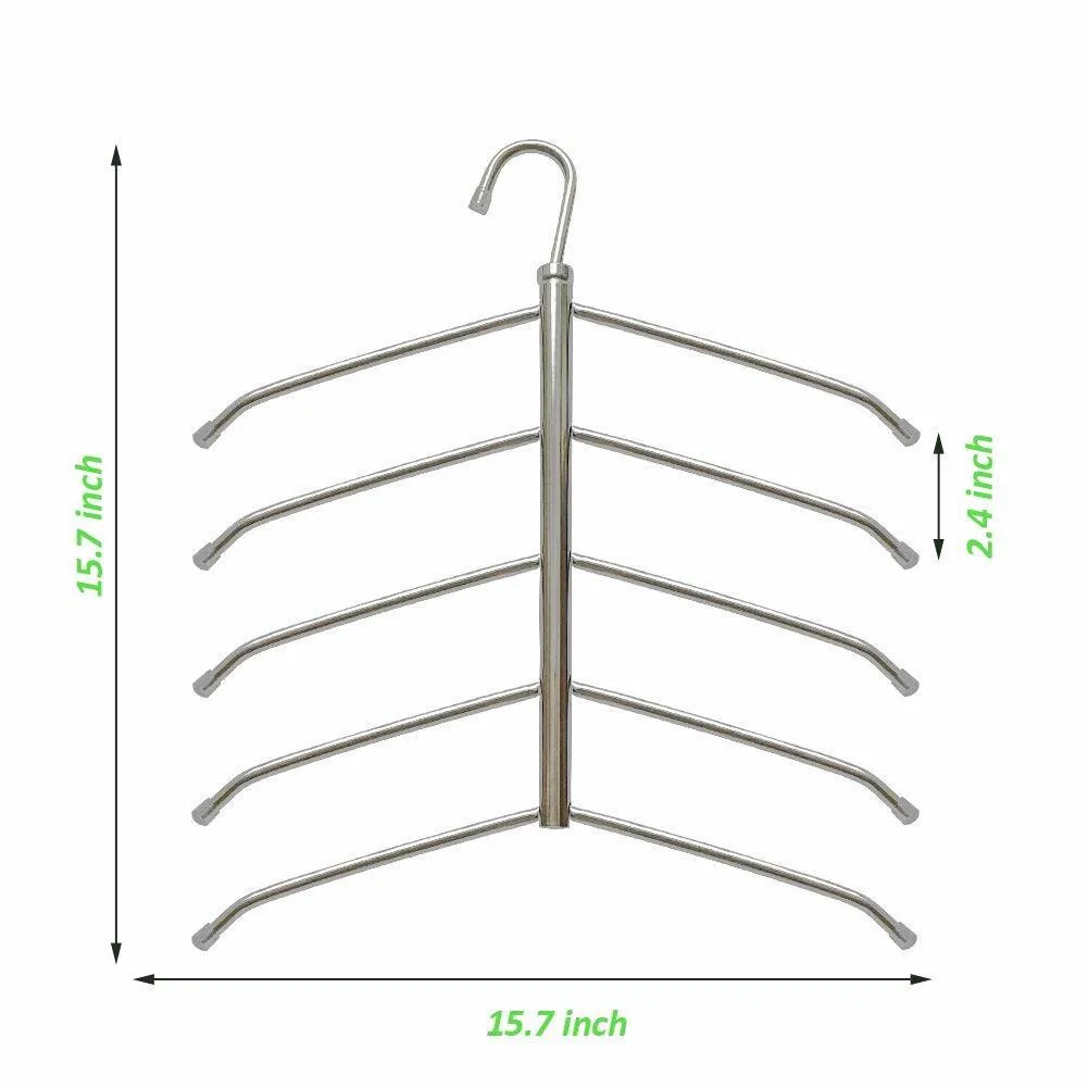 Suzeda 5 Tier Stainless Steel Blouse Tree Hanger Closet Organizer (6-Pack)