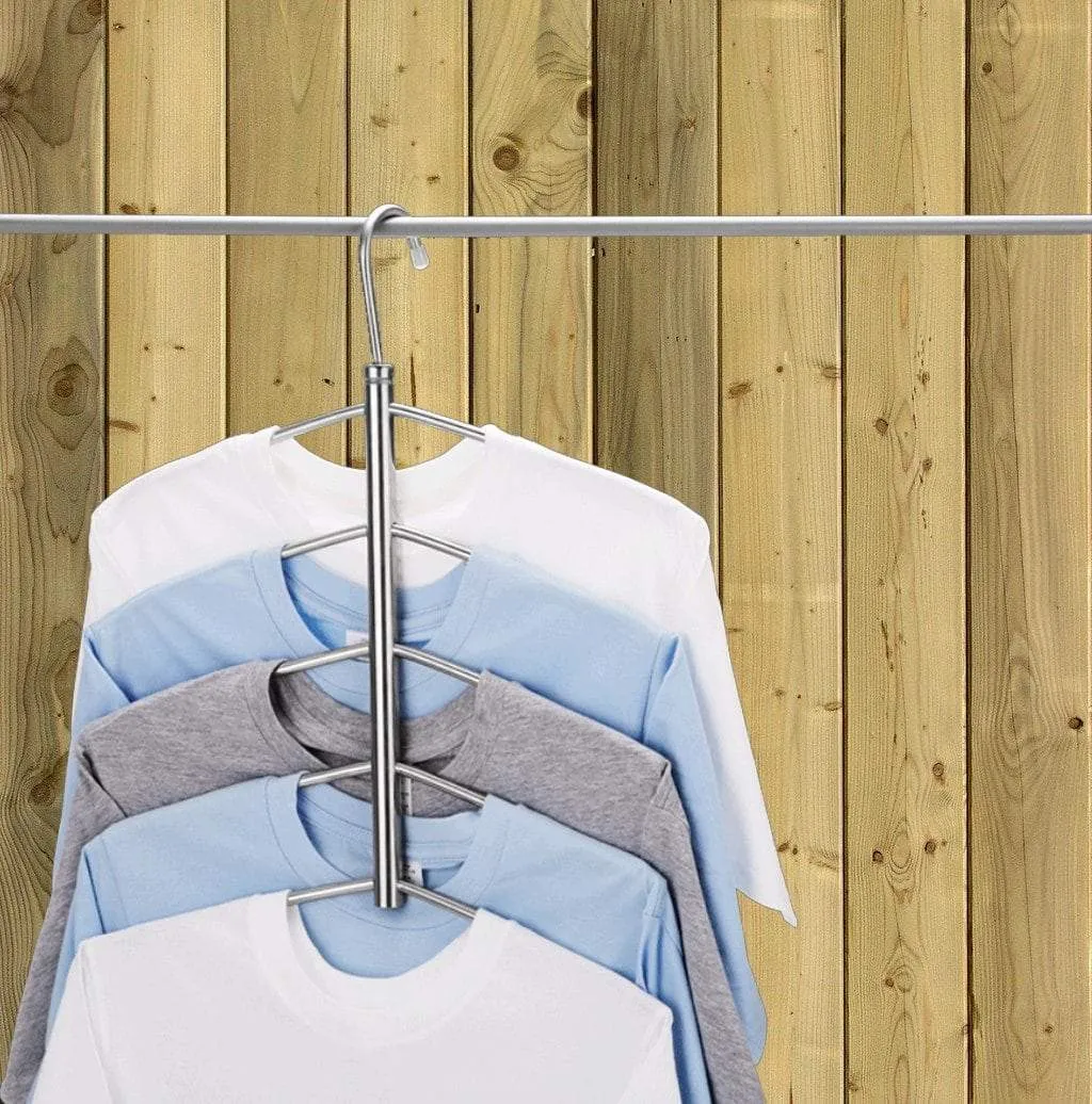 Suzeda 5 Tier Stainless Steel Blouse Tree Hanger Closet Organizer (6-Pack)