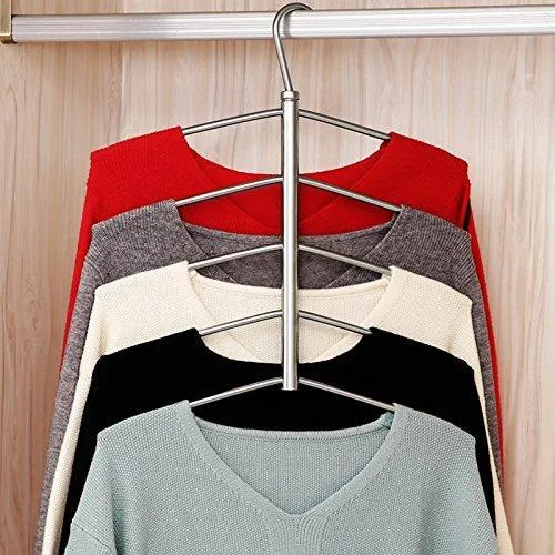 Suzeda 5 Tier Stainless Steel Blouse Tree Hanger Closet Organizer (6-Pack)