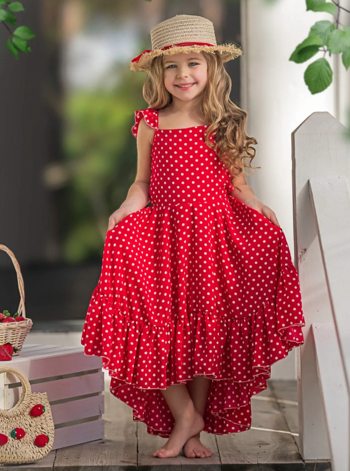 Sweet and Sassy Red Polka Dot Hi-Lo Ruffle Dress