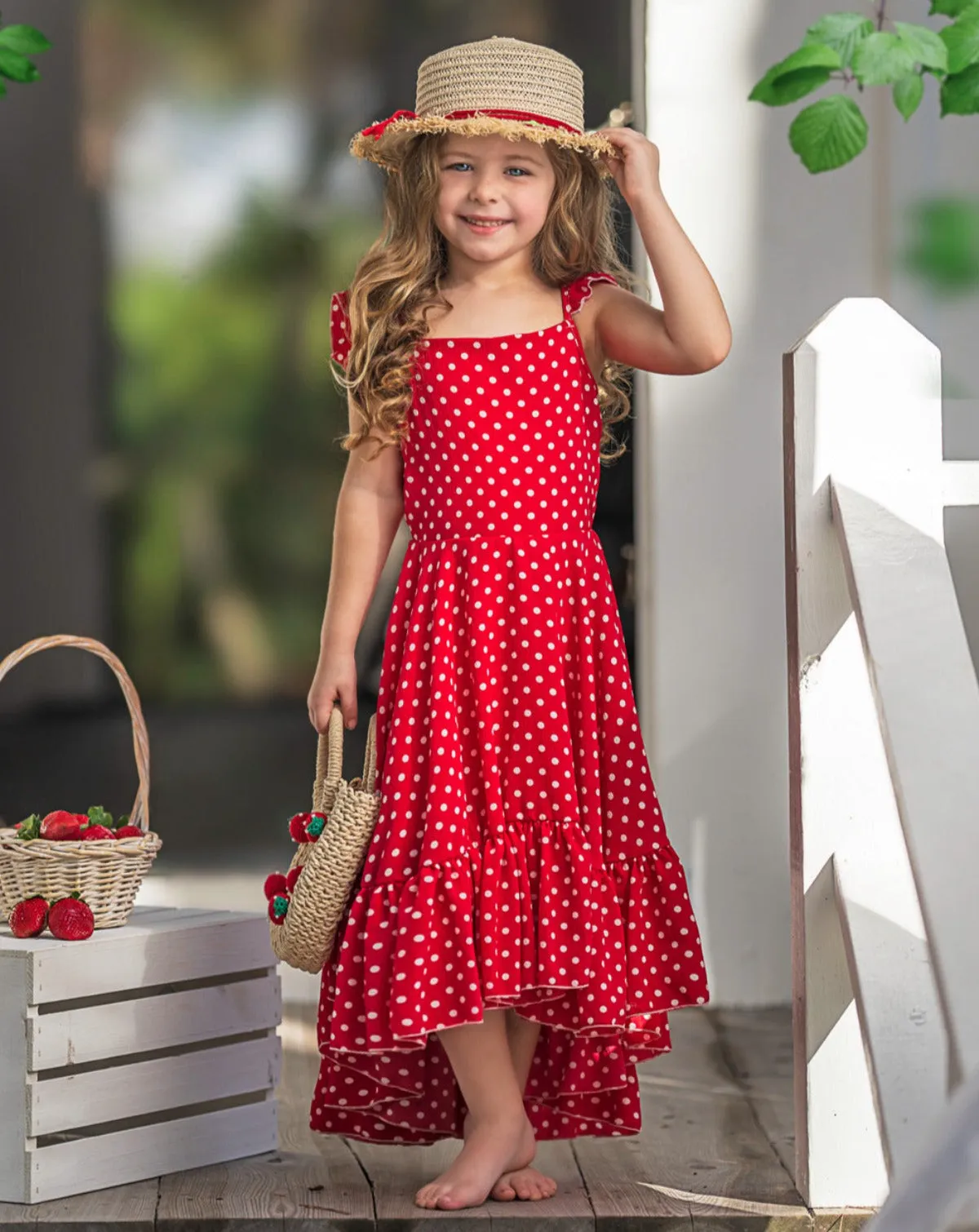 Sweet and Sassy Red Polka Dot Hi-Lo Ruffle Dress