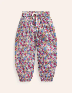 Tapered Holiday Trousers-Festival Pink Nautical Floral