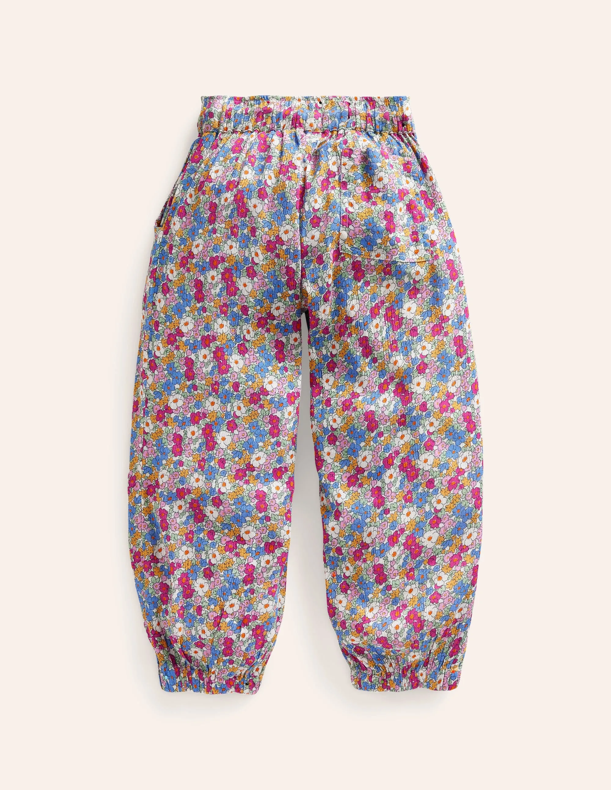 Tapered Holiday Trousers-Festival Pink Nautical Floral