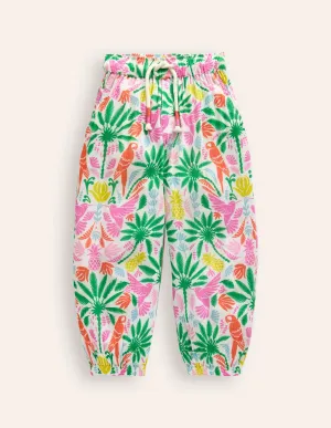 Tapered Holiday Trousers-Multi Rainbow Palm