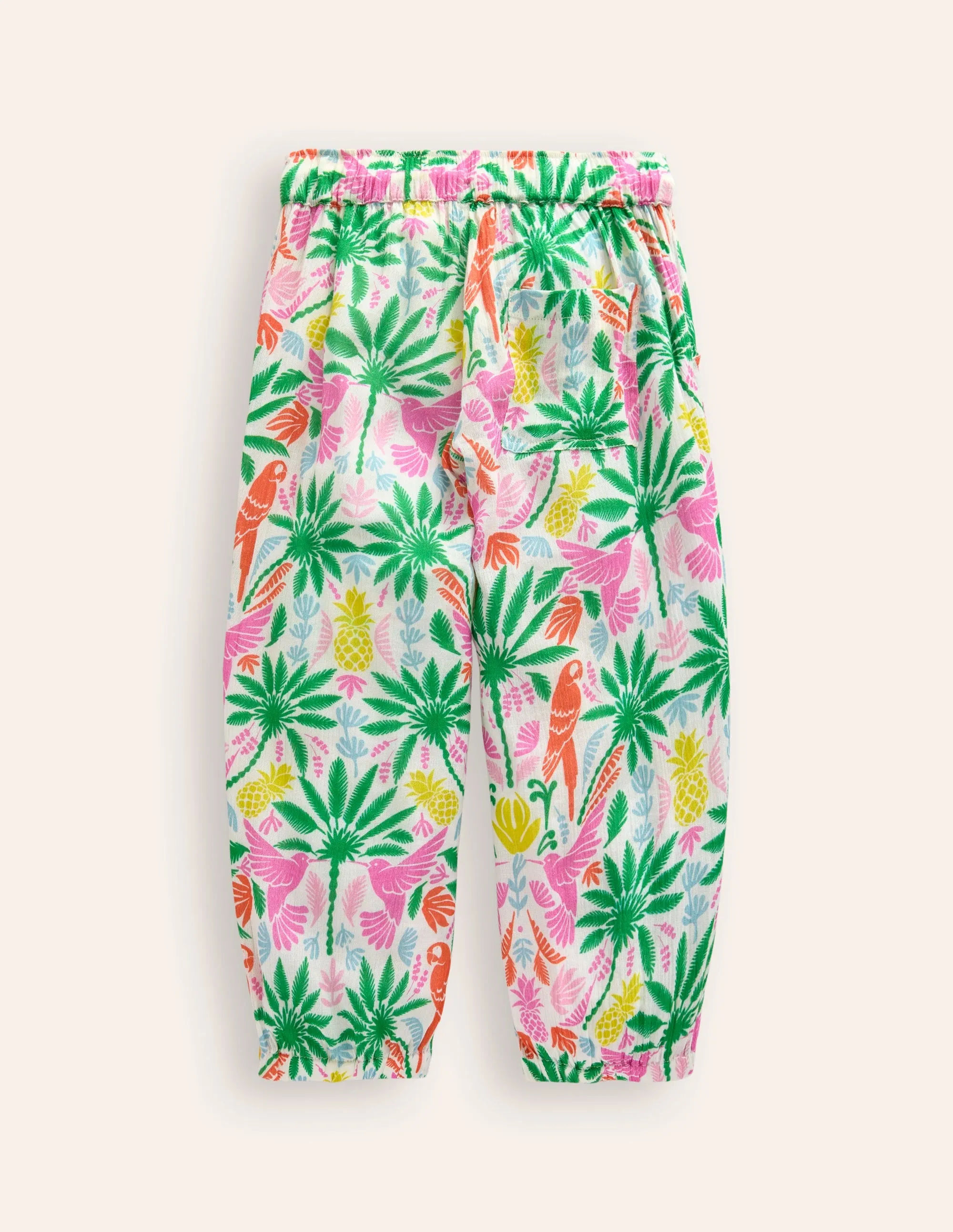 Tapered Holiday Trousers-Multi Rainbow Palm