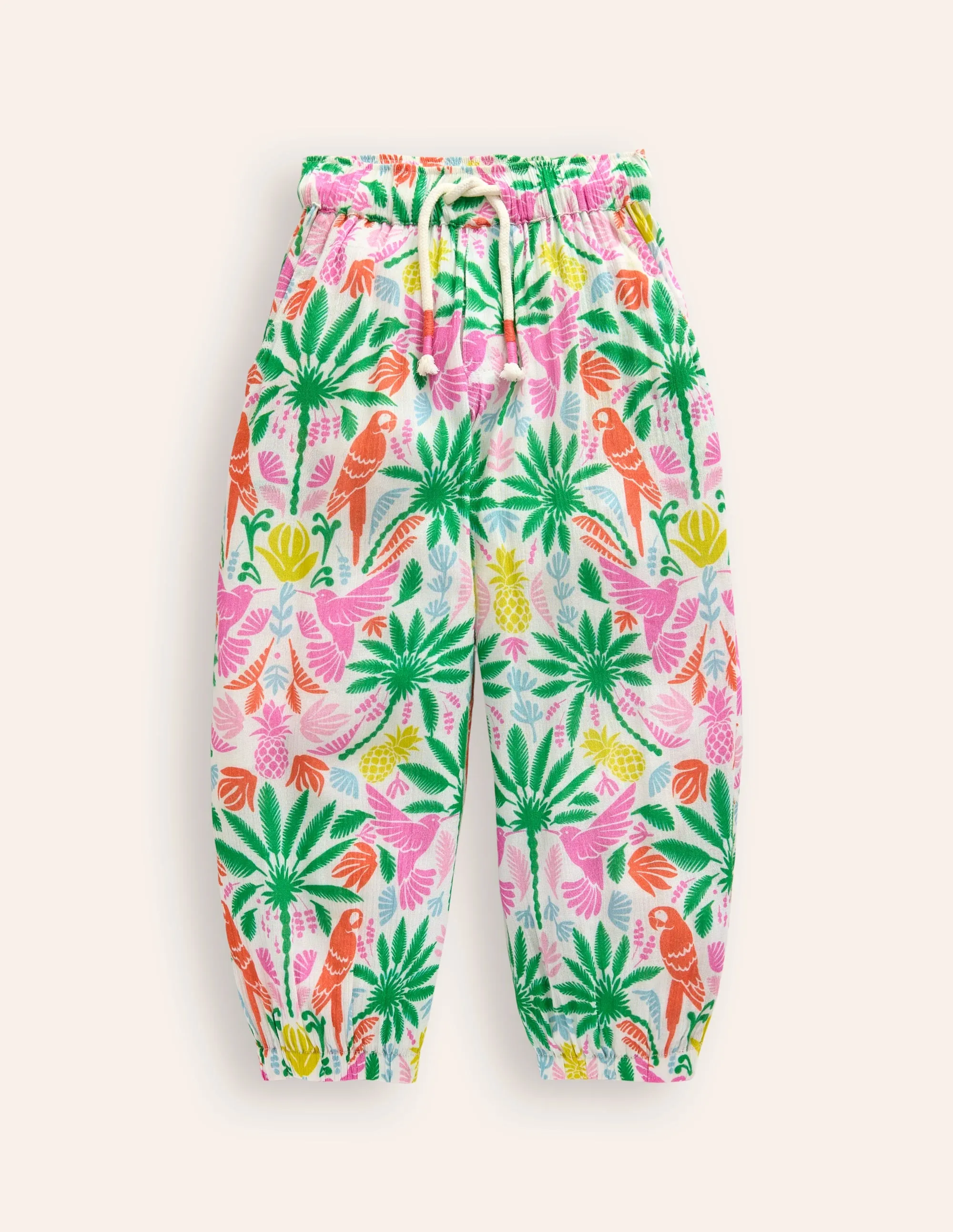 Tapered Holiday Trousers-Multi Rainbow Palm