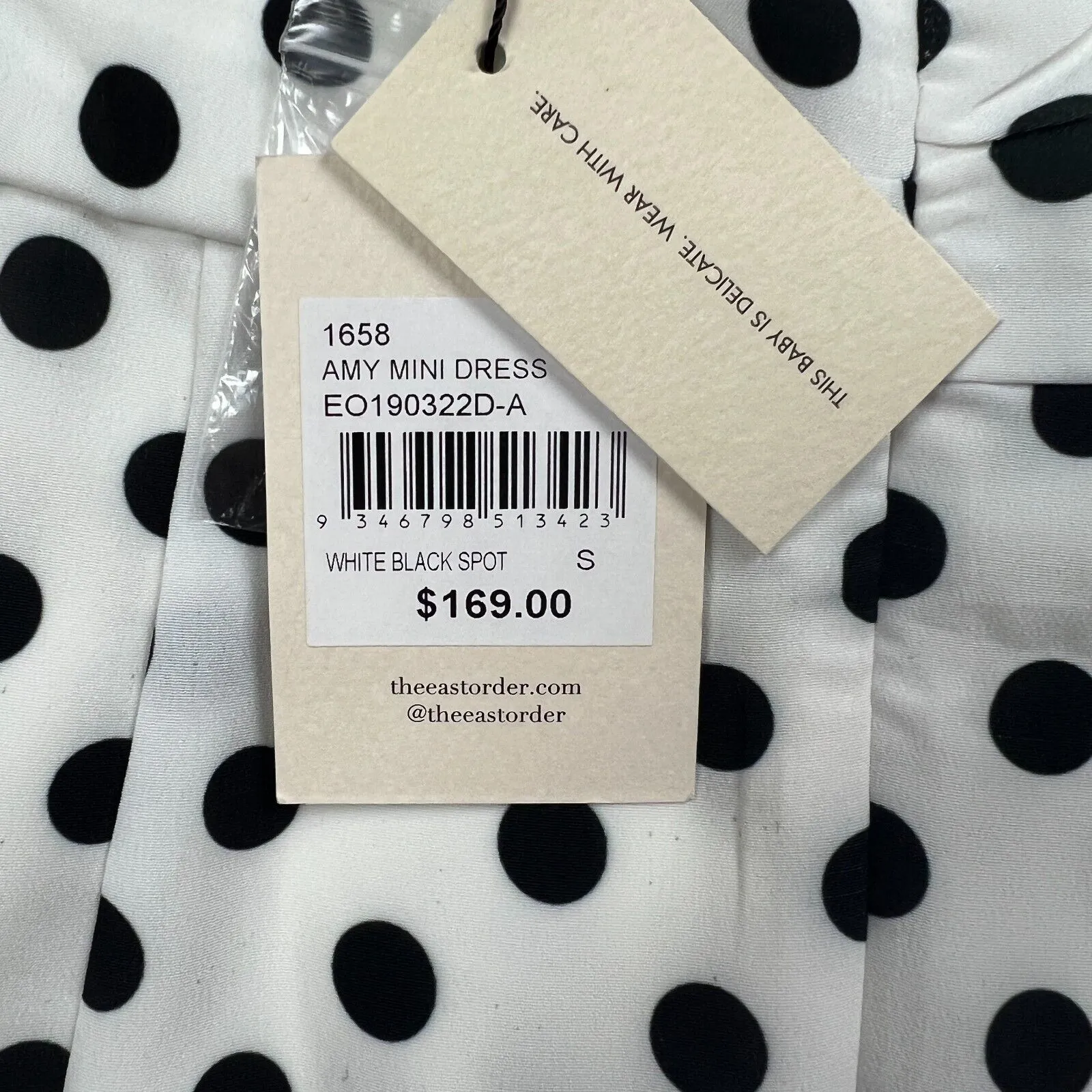 The East Order White Spotted Amy Mini Dress Size Small (New)