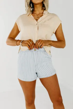 The Erica Pinstripe Denim Shorts