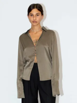 The Lair Apparel Drew Silk Button Up Biscuit