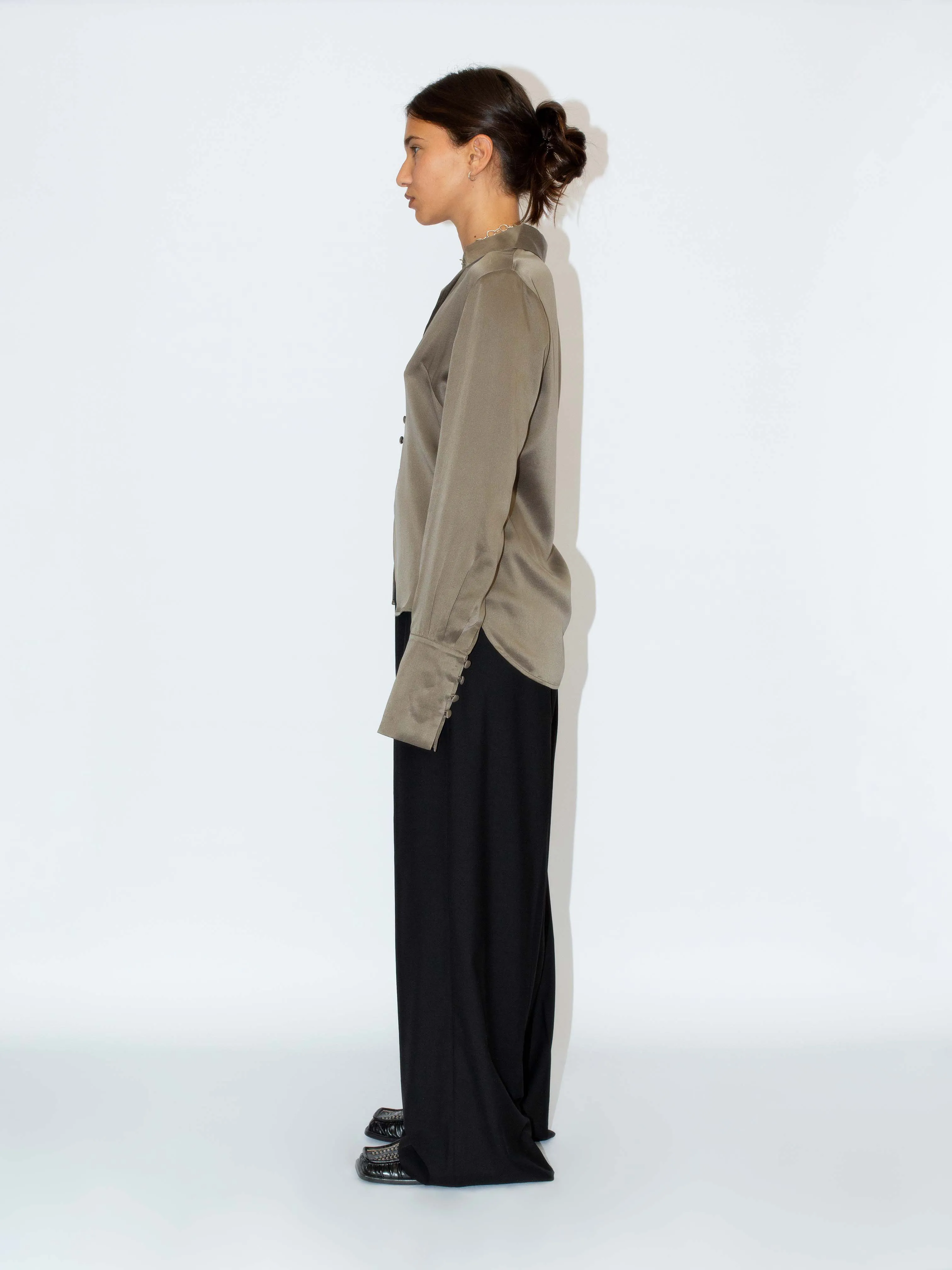 The Lair Apparel Drew Silk Button Up Biscuit