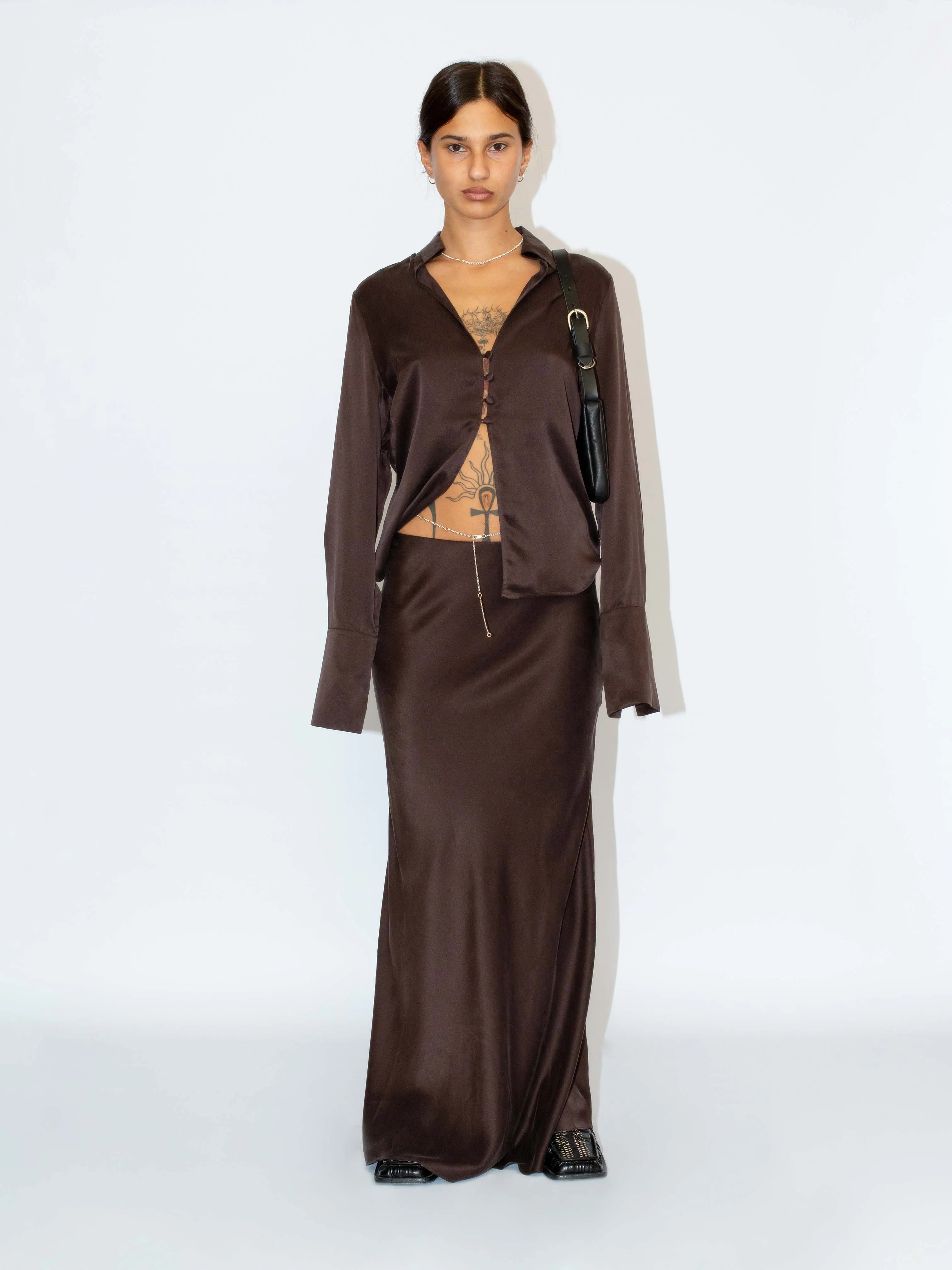 The Lair Apparel Drew Silk Button Up Merlot