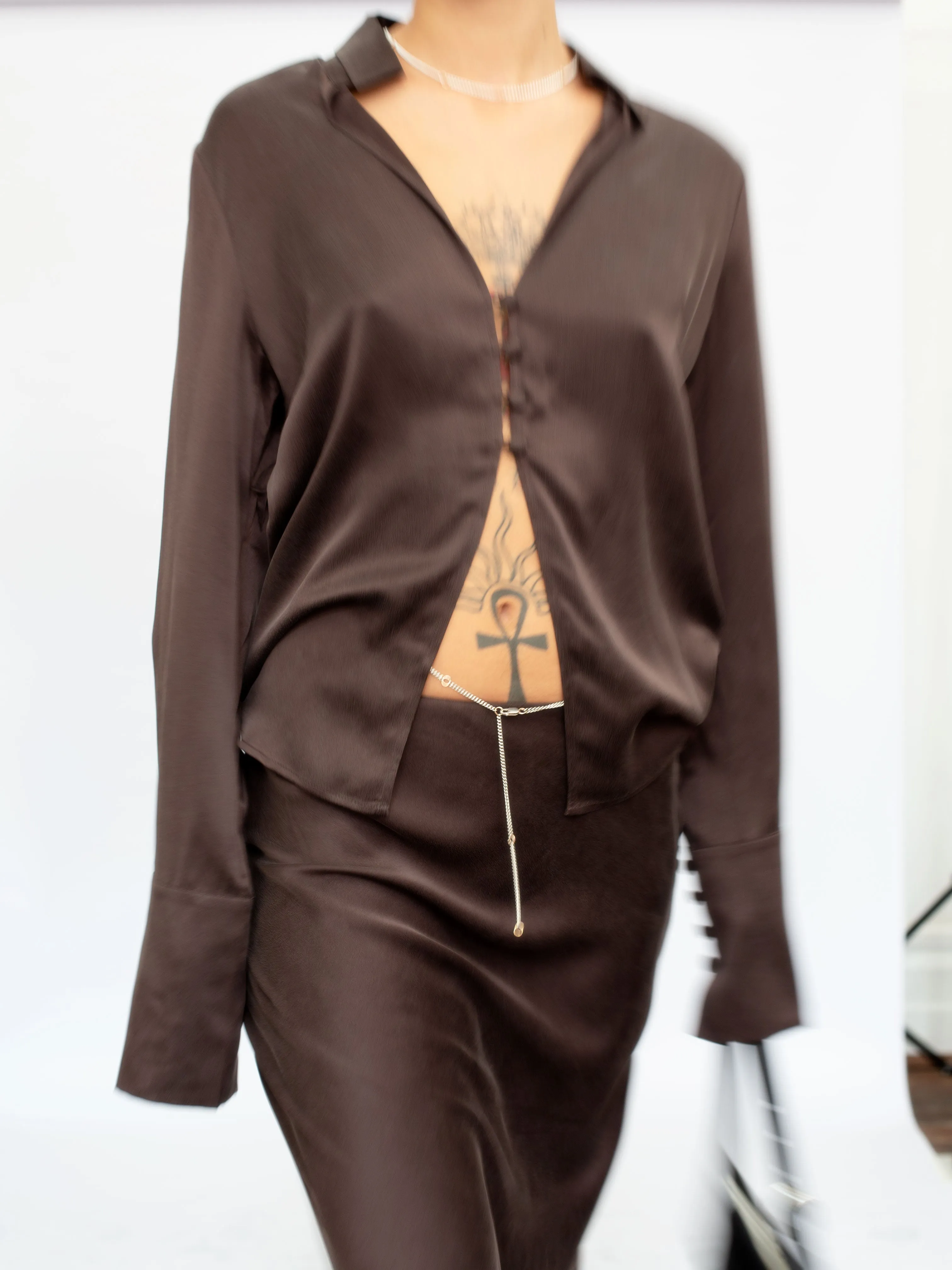 The Lair Apparel Drew Silk Button Up Merlot