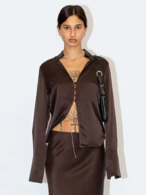 The Lair Apparel Drew Silk Button Up Merlot