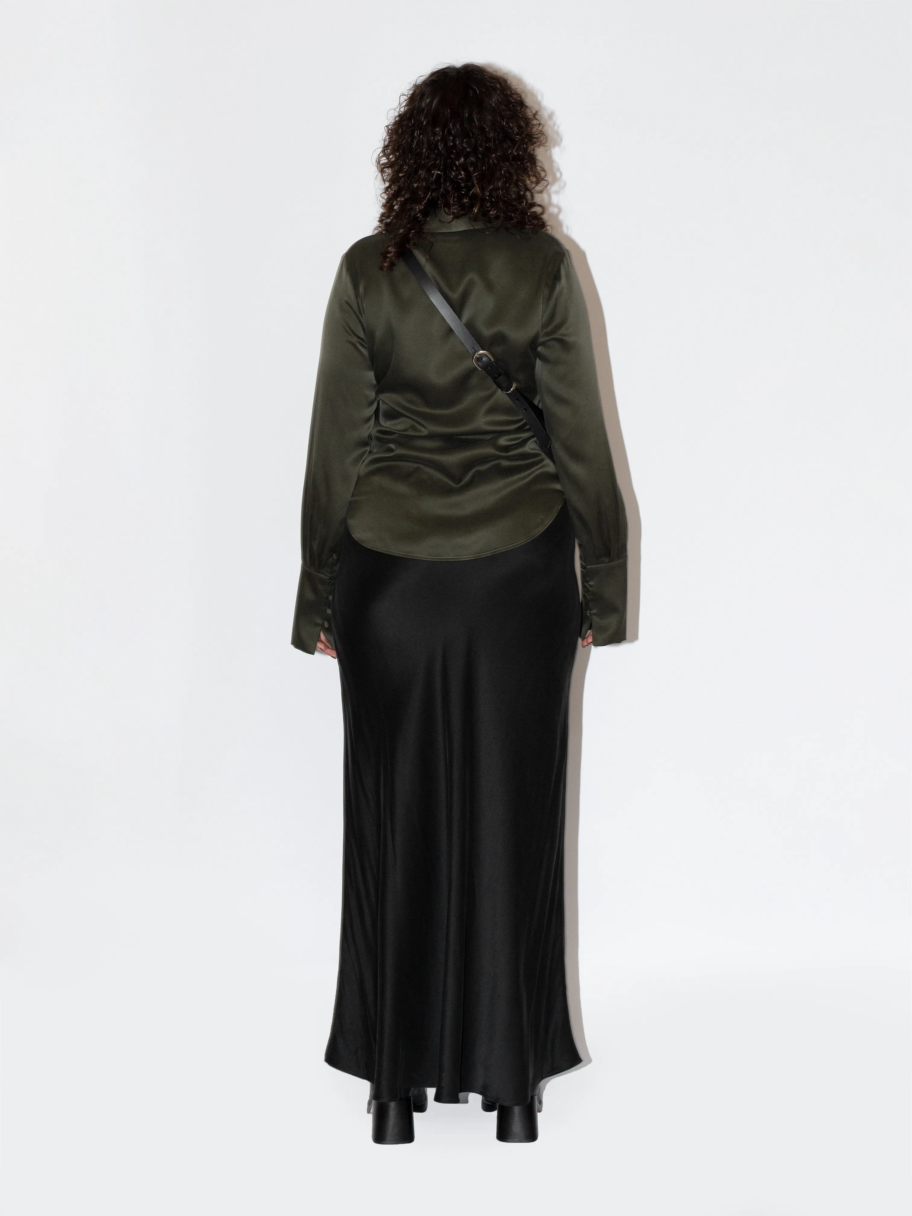 The Lair Apparel Drew Silk Button Up Military