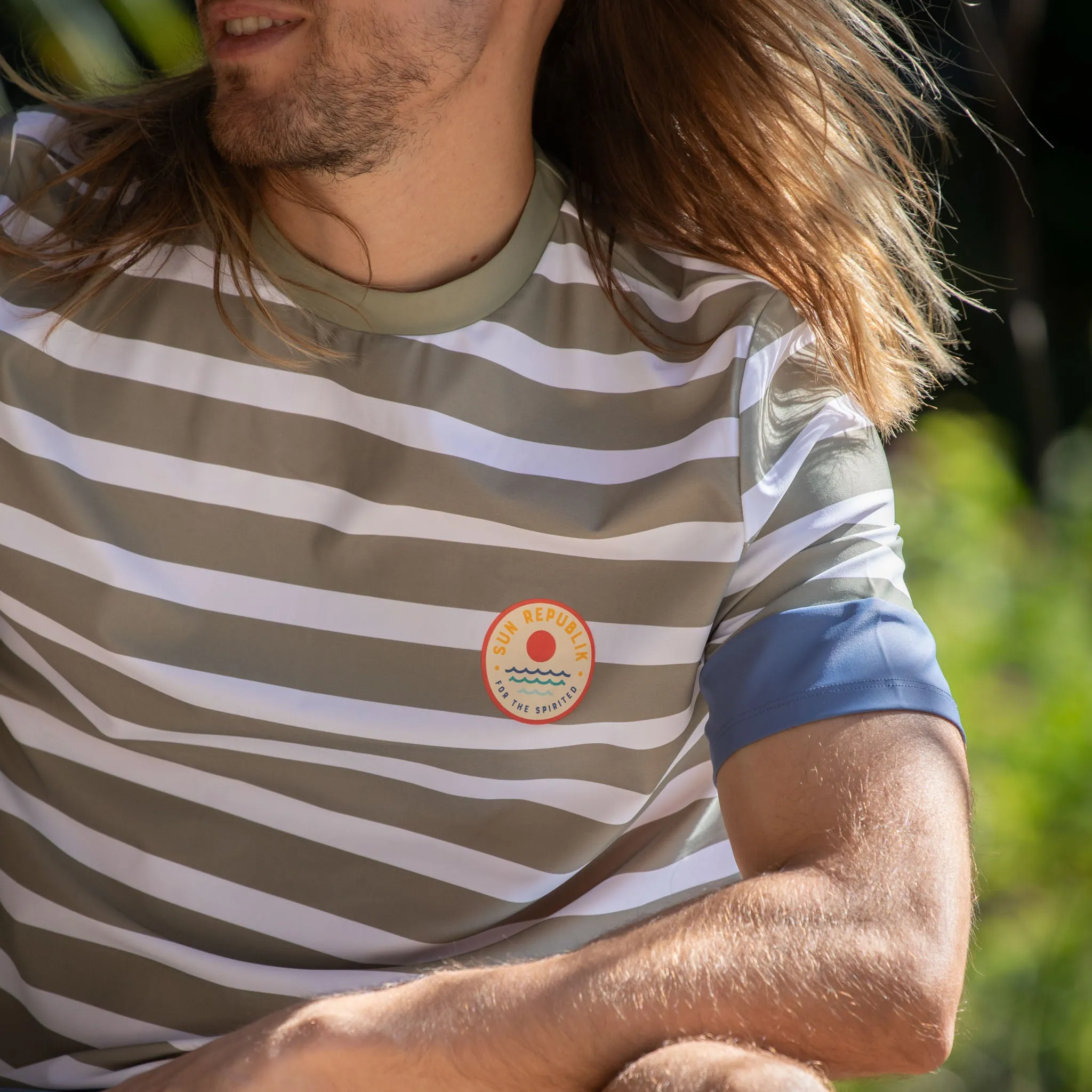 THE SUN SEEKER RASHIE | SHORT SLEEVE |  STRIPE GREEN