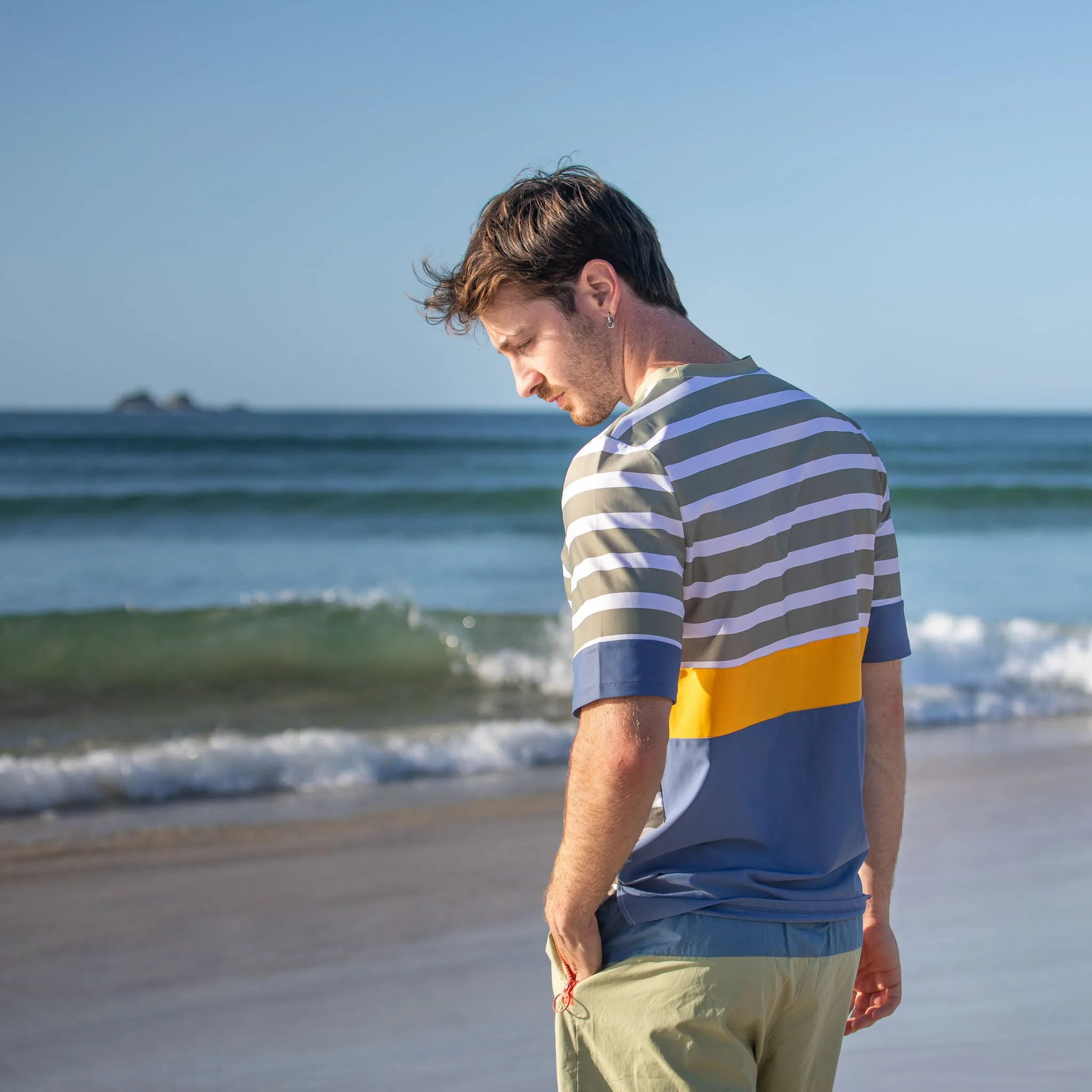 THE SUN SEEKER RASHIE | SHORT SLEEVE |  STRIPE GREEN