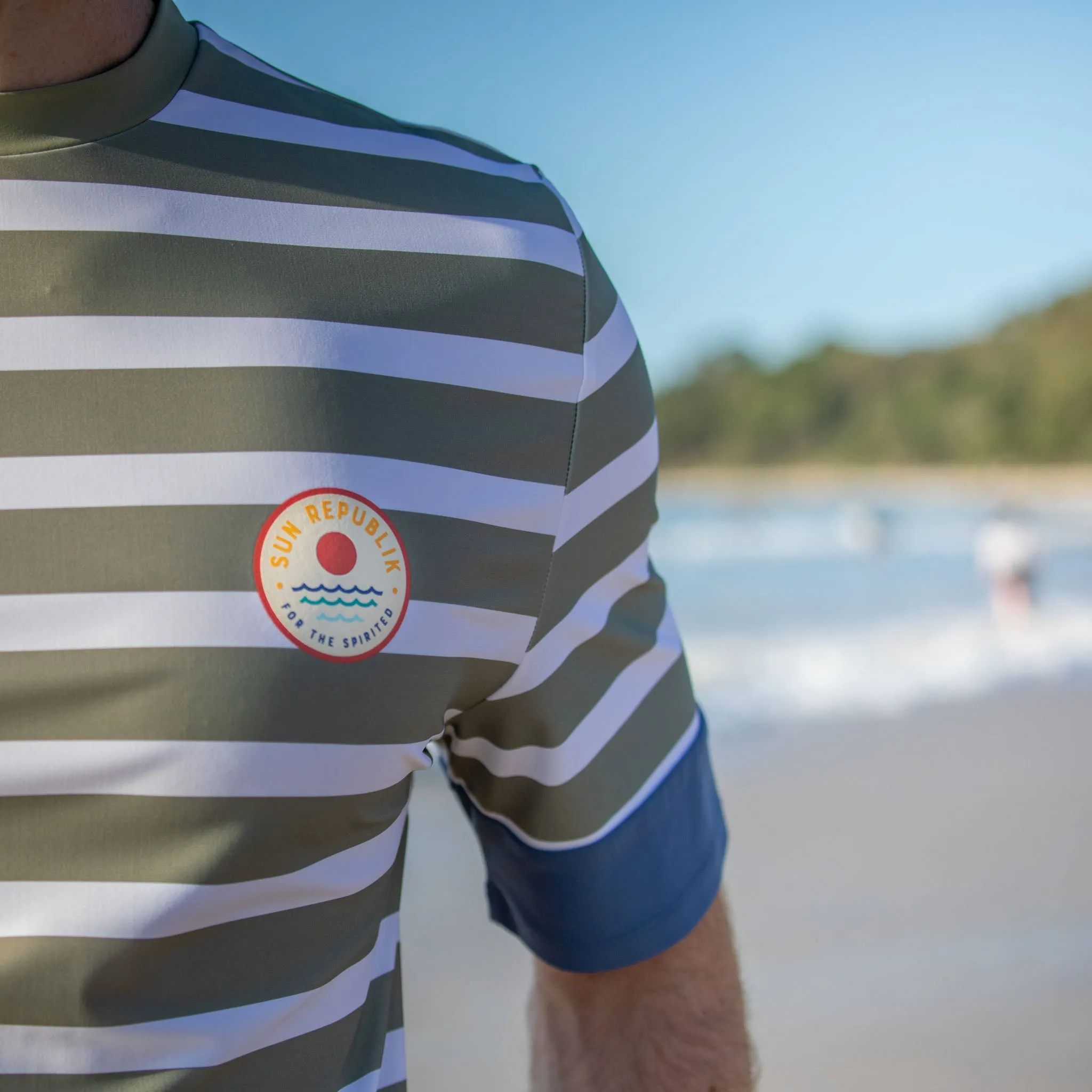 THE SUN SEEKER RASHIE | SHORT SLEEVE |  STRIPE GREEN