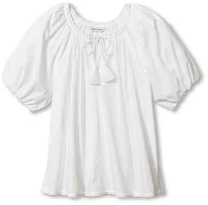 Tommy Bahama Women's Oceana Puff Short Sleeve Split Neck Top - White