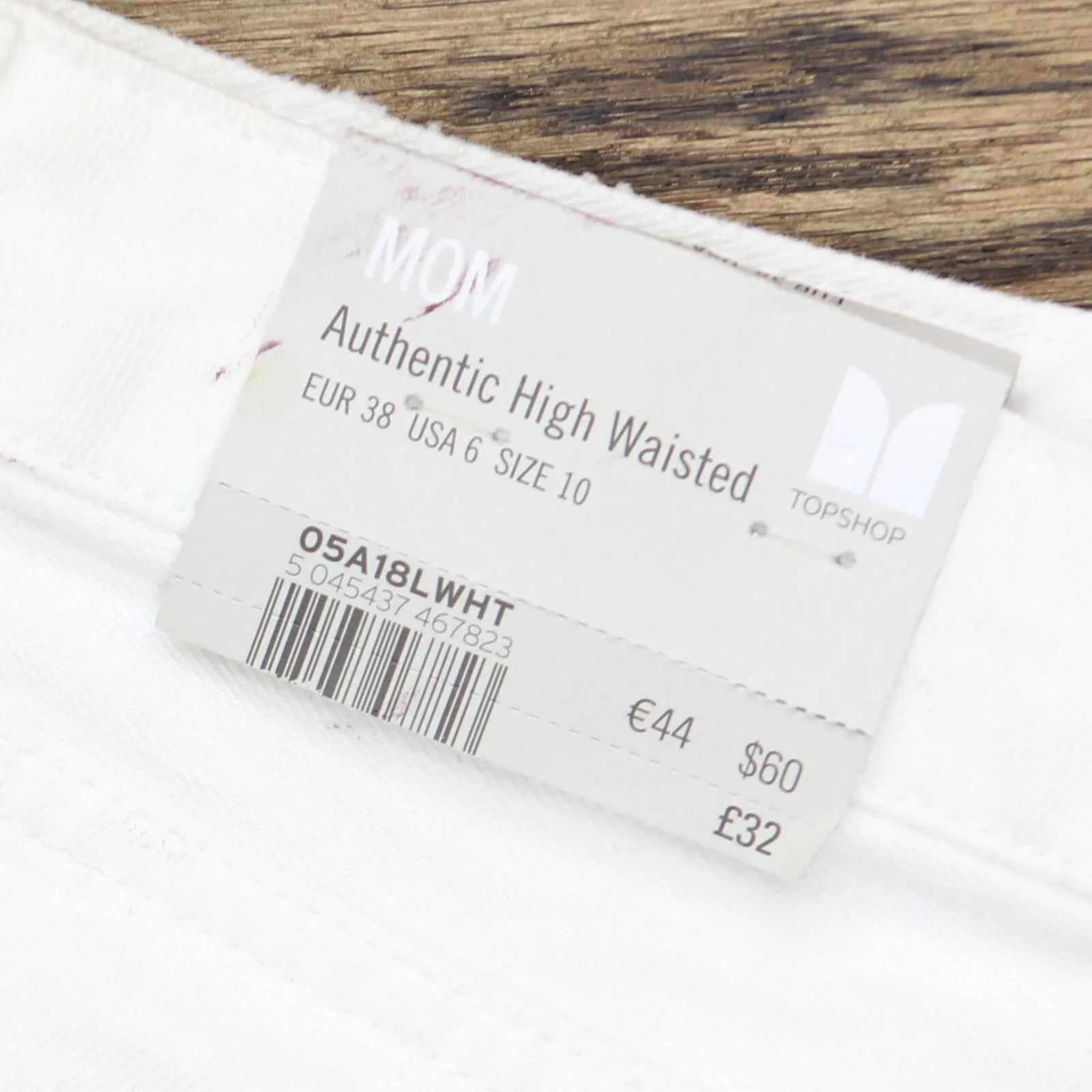 Topshop MOTO Highwaisted Rip Mom Shorts 89273961 White US 6 (UK 10)