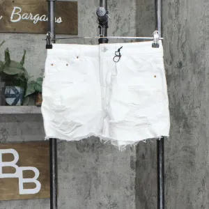 Topshop MOTO Highwaisted Rip Mom Shorts 89273961 White US 6 (UK 10)