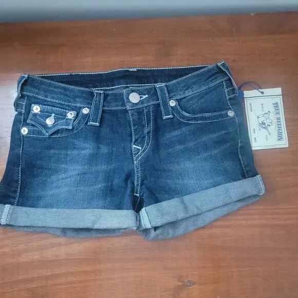 True Religion Mid Length Cut Off Shorts-Flap Pockets-Lone Grove- NWT RR $139