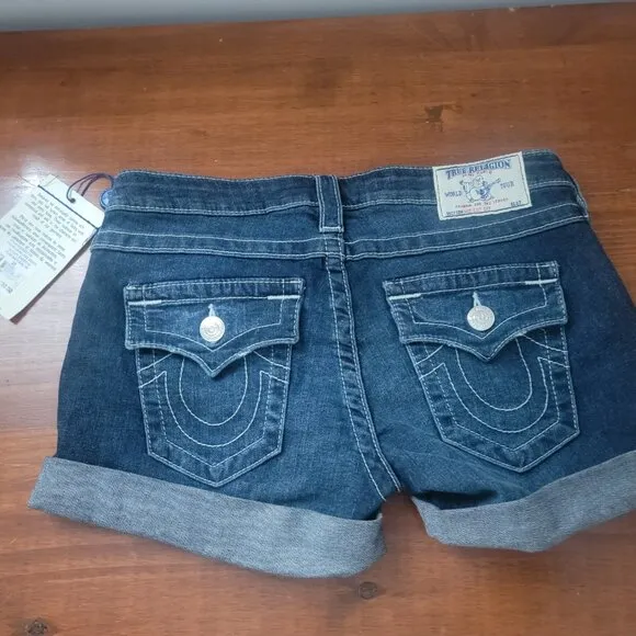 True Religion Mid Length Cut Off Shorts-Flap Pockets-Lone Grove- NWT RR $139