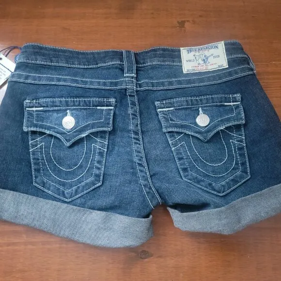 True Religion Mid Length Cut Off Shorts-Flap Pockets-Lone Grove- NWT RR $139