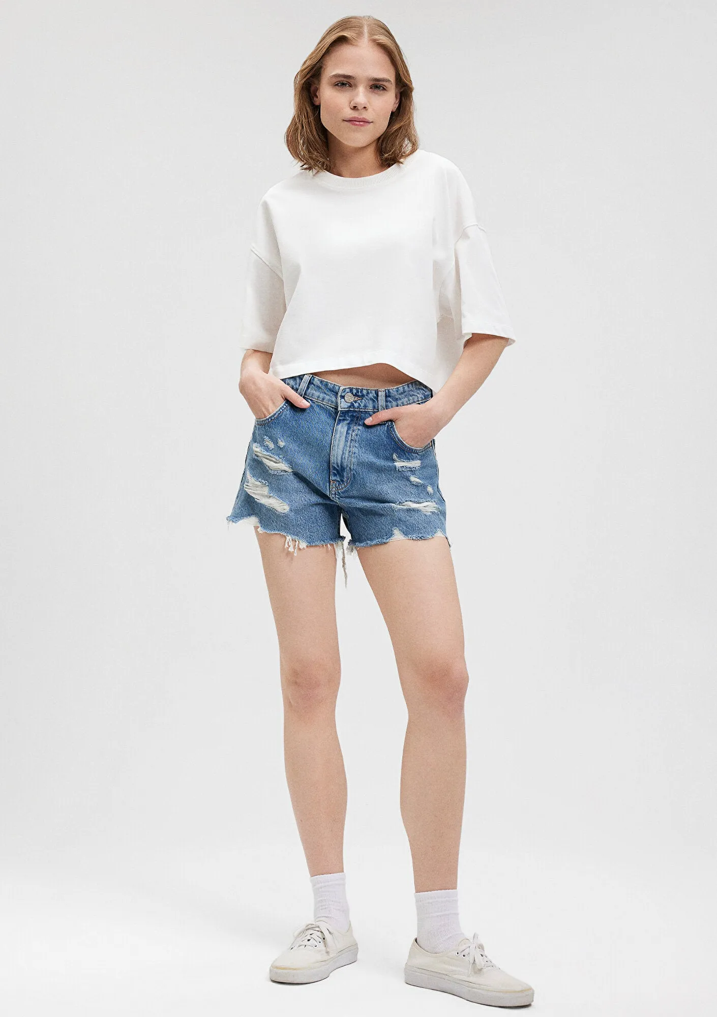Tyra Mid Shaded 90s Jean Shorts