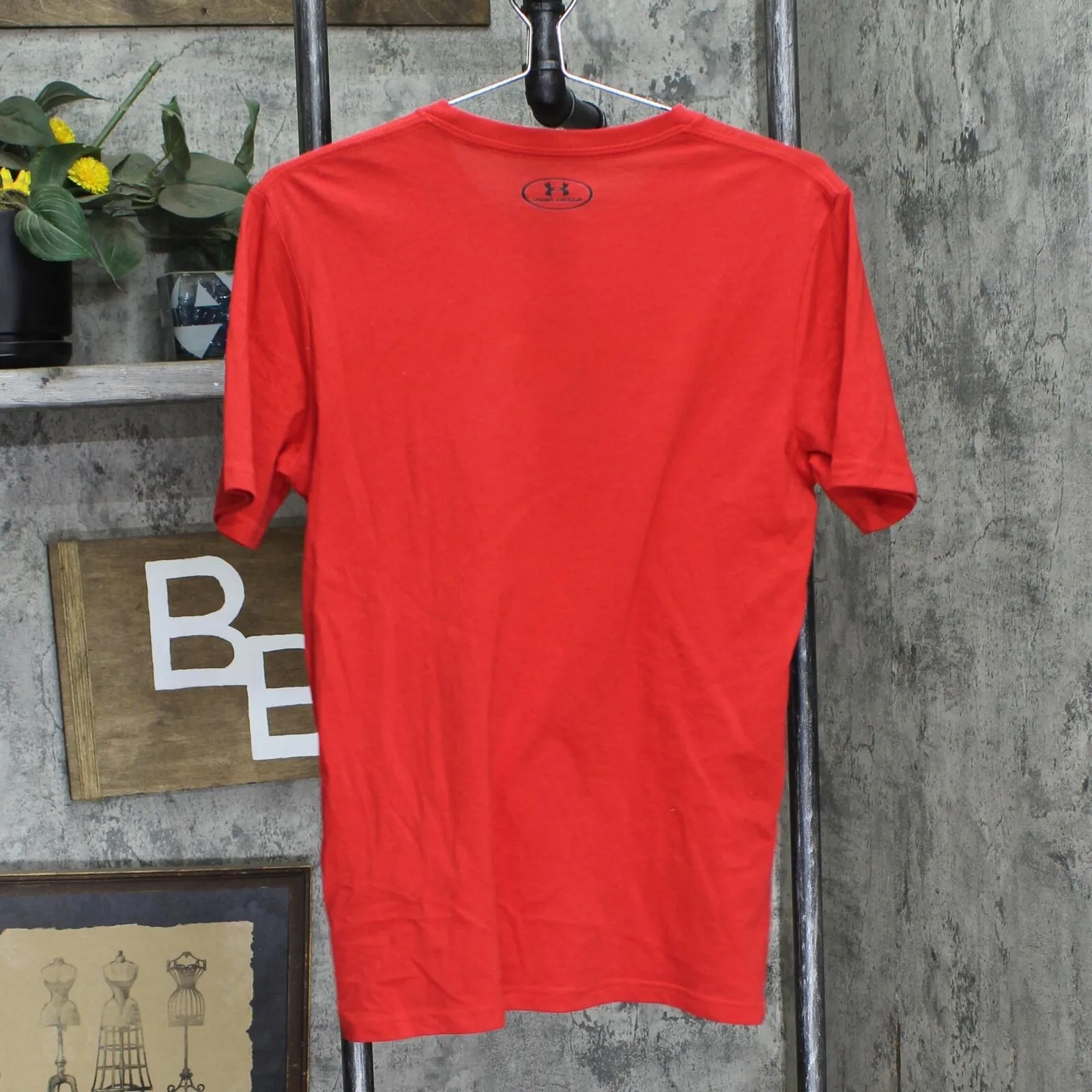 Under Armour Mens Loose Fit Short Sleeve Logo Graphic T-Shirt Tee Red / Black S