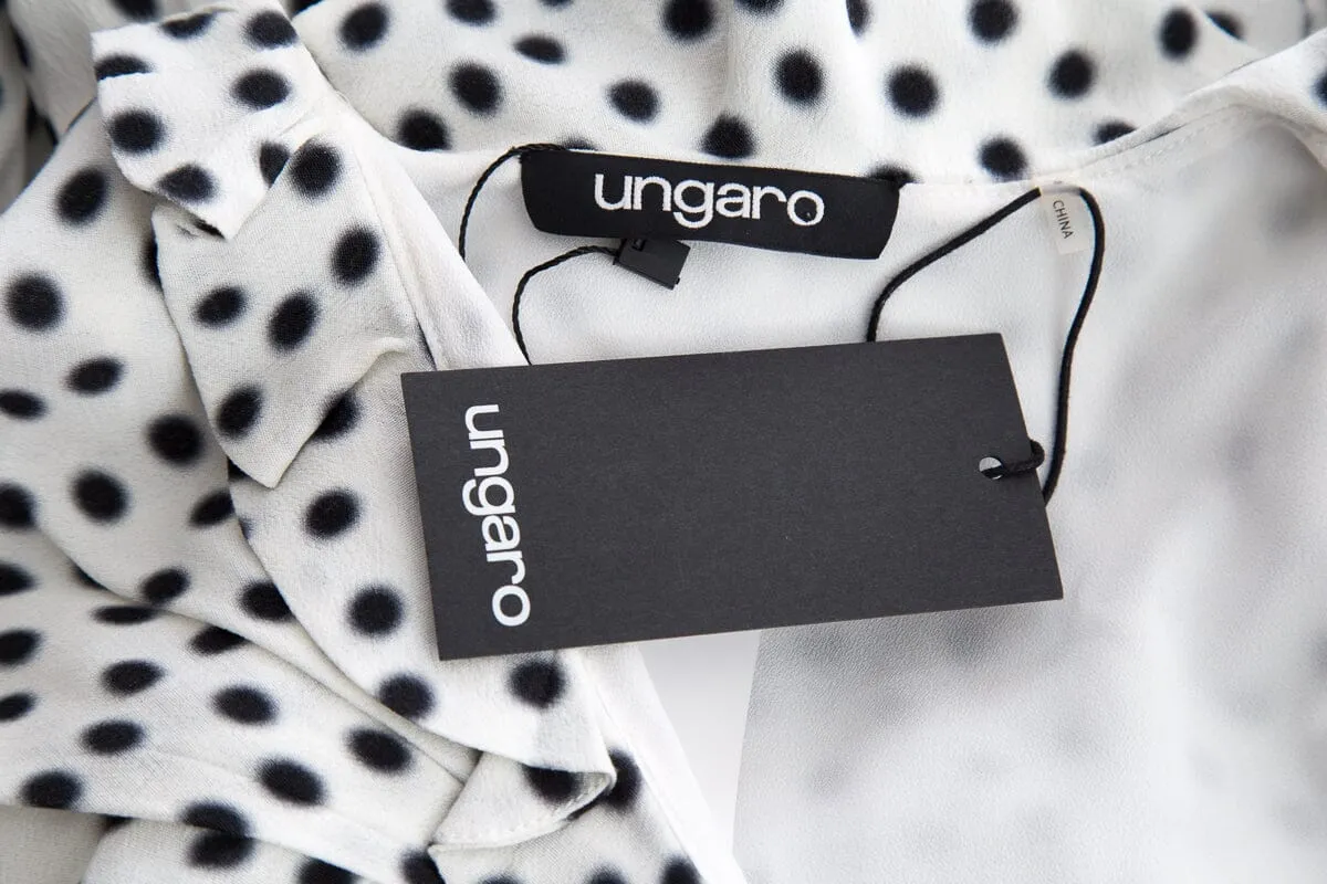 Ungaro Black & White Polka Dot Printed Dress SZ S NWT