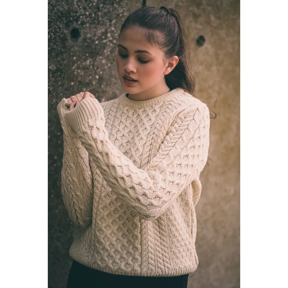 Unisex Ecru Aran, In Superior High Altitude Merino Wool, Super Soft And Comfortable