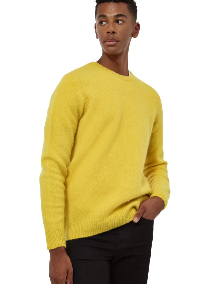 Unisex, Mustard Preppy Brushed Shetland Wool, Classic And Authentically British