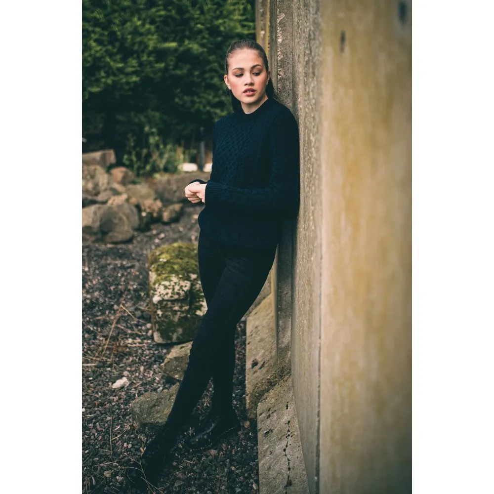 Unisex Navy Aran, In Superior High Altitude Merino Wool, Super Soft And Comfortable